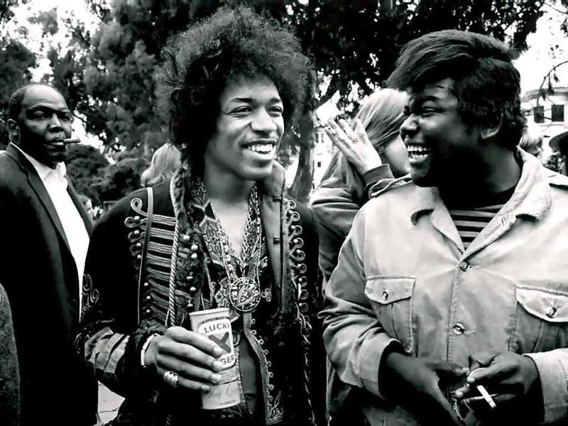 Buddy Miles hanging out with Jimi Hendrix at the Monterey Pop Festival in 1967