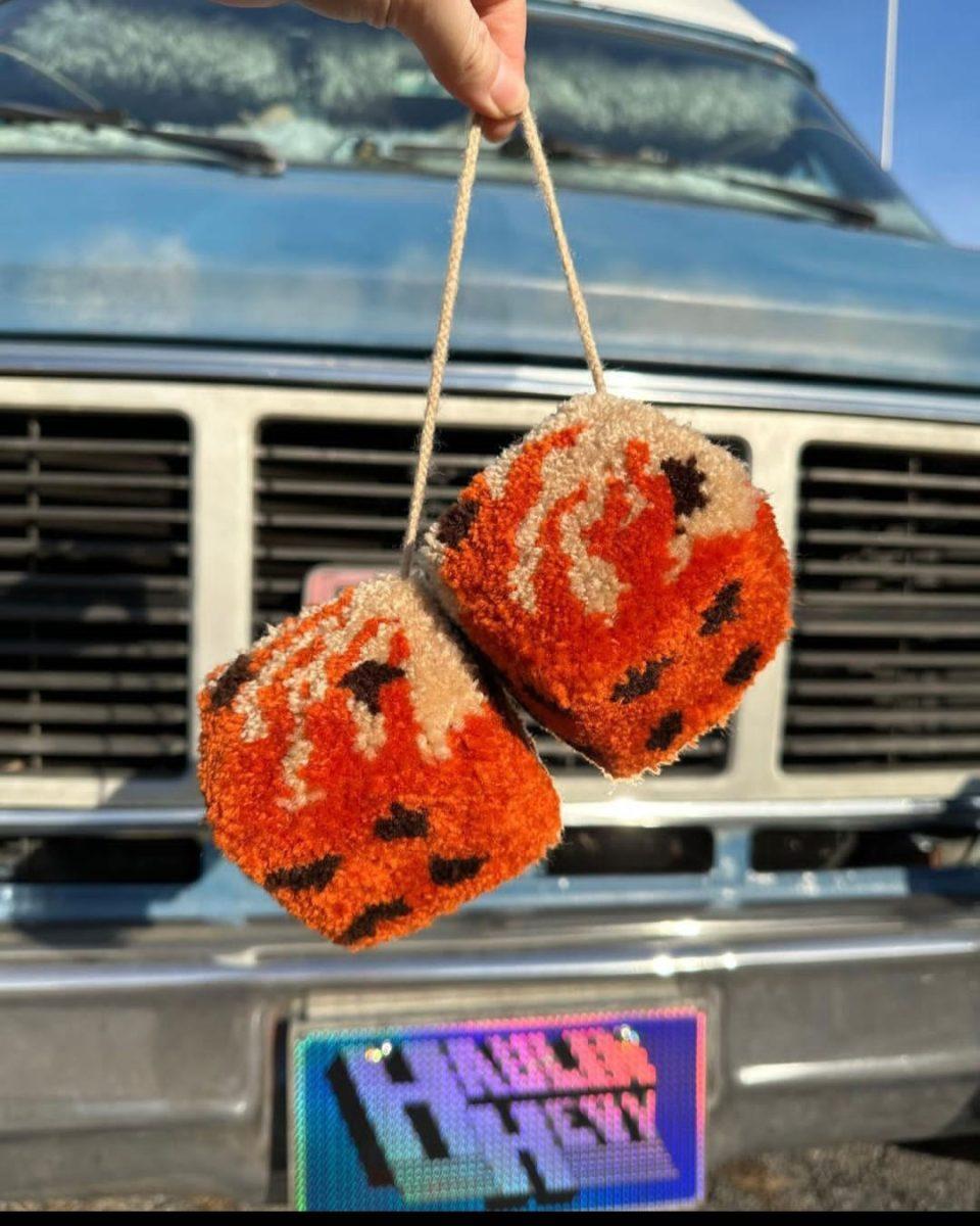 shag carpeted dice