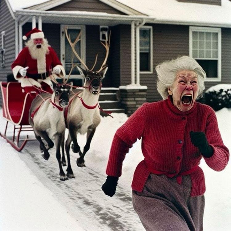 In the song, Grandma got run over by a Reindeer, Grandma did not actually get run over by a reindeer…